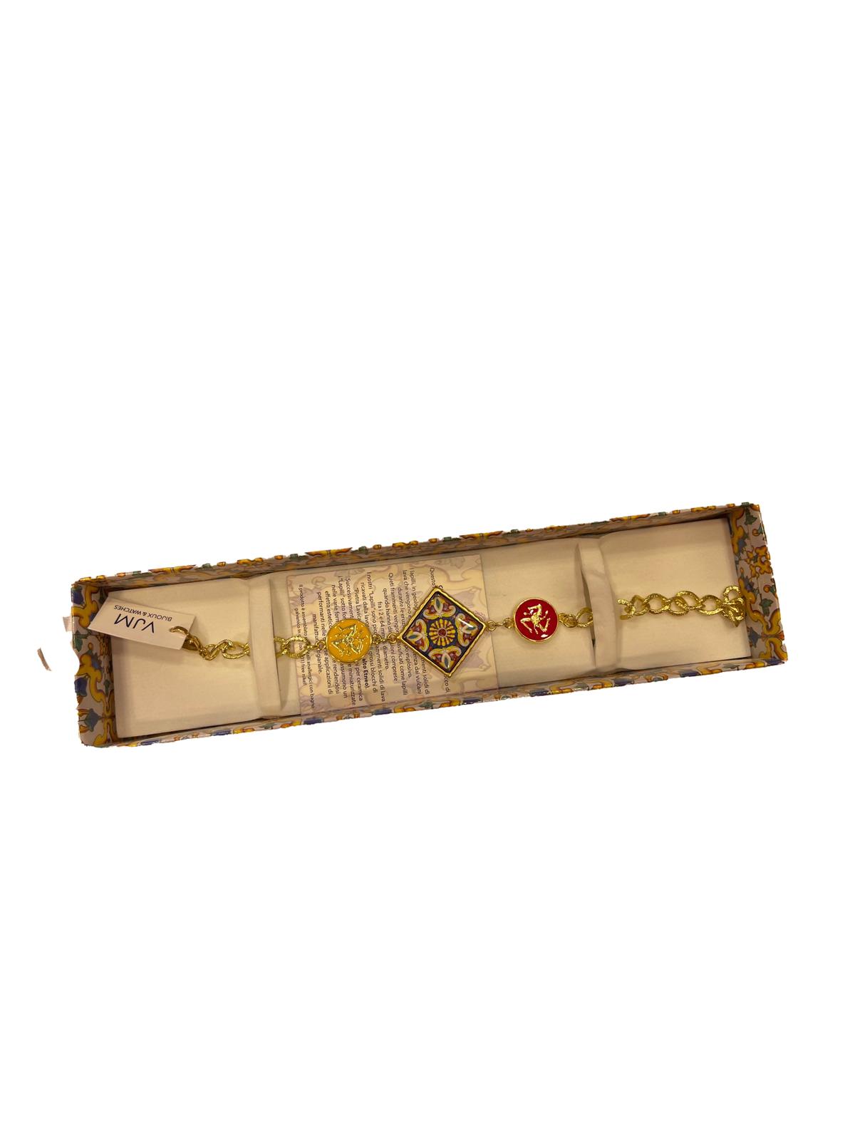 BRACCIALE COLLEZIONE SICILIA PIASTRELLA + SFERA IN CERAMICA SMALTATE