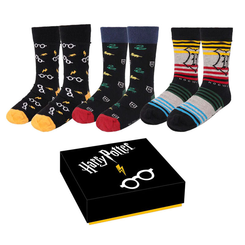 Harry Potter Set Regalo 3 Paia di Calzini Donna Misura 35/41 Cerda