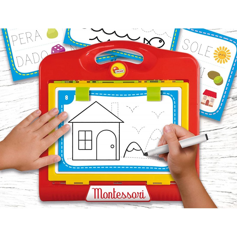 Lisciani Giochi - Montessori la Lavagnona Magnetica, 3 Lavagne in 1,