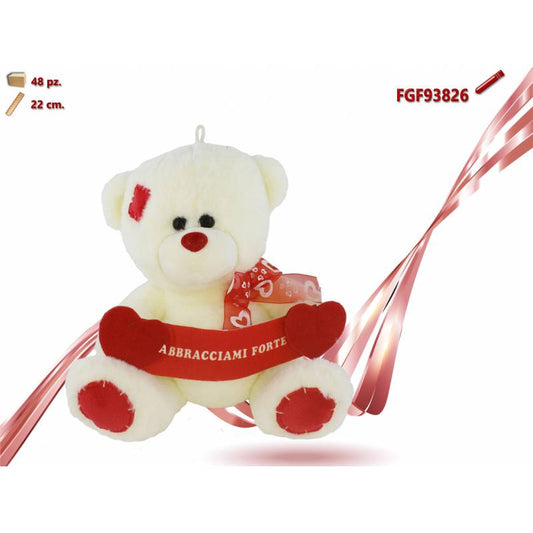 ORSO PELUCHE CON FIOCCO E DOPPIO CUORE CM.22