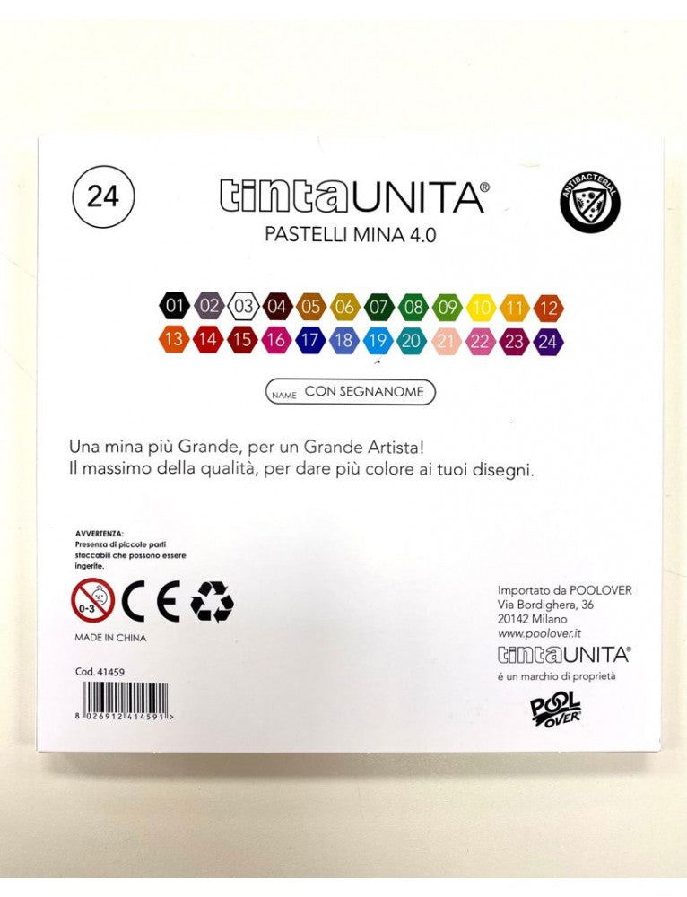 PASTELLI A COLORI DA 24 CON MINA 4 mm TINTA UNITA